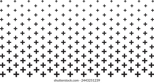 Seamless halftone simple pattern of dotted cross, Black and white Greek cross pattern background, 