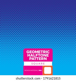 Seamless halftone square pattern on blue background