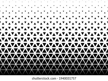 Seamless halftone vector background. Filled with black triangles. 28 figures in height.