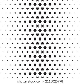 Seamless halftone vector background. Filled with black stars. Short fadeout