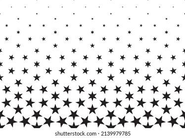 Seamless halftone vector background. Filled with black stars . Short fade out.