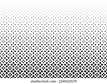 Seamless halftone vector background. Filled with black geometric figures