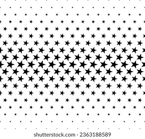 Seamless halftone vector background. Filled with black stars . Short fade out.