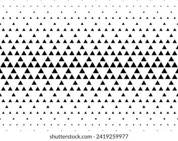 Seamless halftone vector background. Filled with black triangles. 23 figures in height.