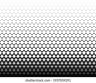 Seamless halftone vector background.Filled with black figures with rounded corners. 45 figures in height.A short transition of rhombuses in a circle.