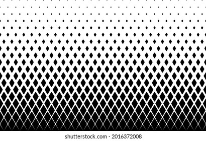 Seamless halftone vector background.Filled with black rhombuses .Rounded corners.