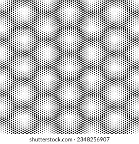 Nahtlose halftone Vektorhintergrund.Fein mit schwarzen Hexagonen