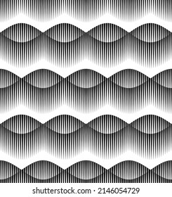 Vector de patrón de línea de banda de efecto de onda media sin soldadura, semitono geométrico Patrón abstracto para impresión textil y de tela, textura de jersey deportiva, papel de envoltura, trasfondo y embalaje