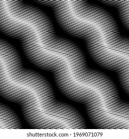 Seamless halftone wavy pattern. Stylish monochrome striped texture. Modern vector abstract background.