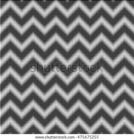 seamless halftone zigzag black and white pattern