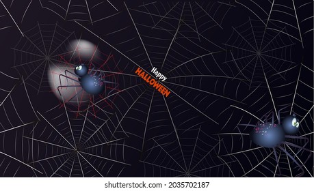 Seamless Halloween background with cobwebs and spiders