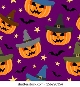 Seamless halloween background with pumpkin