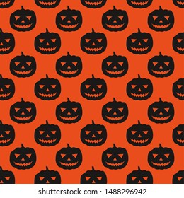 Seamless Halloween background with pumpkins. Jack-o-lantern. 