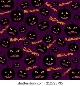 Seamless Halloween background with the pumpkins, vector illustration