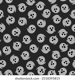 seamless Halloween background. vector illustration of a repeating pattern with lots of very cute ghost. monochrome en grey tones