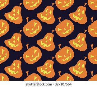 Seamless halloween backgrounds. Vector hand-drawn illustration. Seamless pattern of  couple pampkins