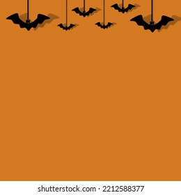 Seamless halloween bat pattern on orange background.