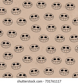 Seamless Halloween Black Mummy Character Brown Paper Structure Vector Pattern