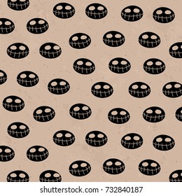 Seamless Halloween Black Mummy Character Brown Paper Structure Vector Pattern