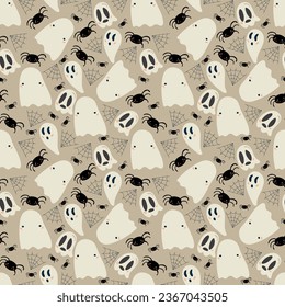 Seamless halloween cute vector pattern for priting and fabric 