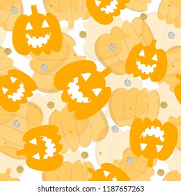 seamless halloween element pattern background with orange pumpkin