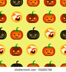 Seamless Halloween  icons pattern. Background holiday  design.