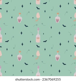 Seamless halloween mystical vector pattern for priting and fabric 