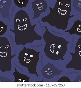 seamless halloween night pattern background with spooky