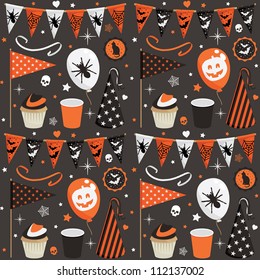 seamless halloween party pattern wrapping with decorations