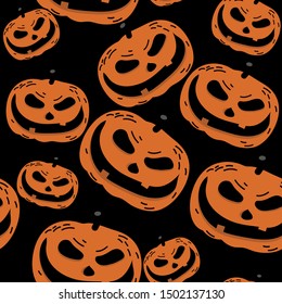 Seamless halloween pattern with the Angry pumpkins 