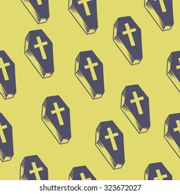  Seamless halloween pattern background grave