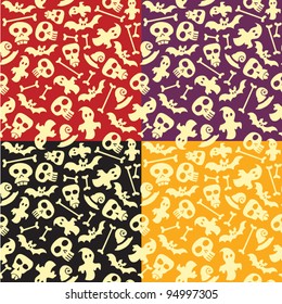 Seamless Halloween pattern background with sculls and bones