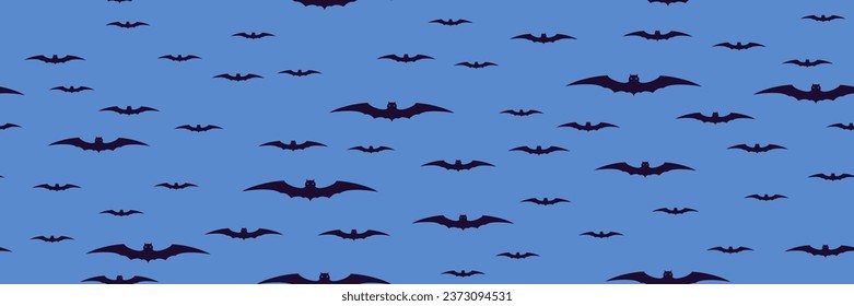 Seamless Halloween pattern with bats. Holiday cartoon backdrop. Vector illustration