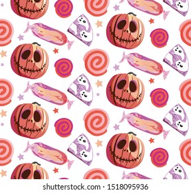 Seamless Halloween pattern with candies