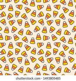 Seamless halloween pattern with candy corn. Simple design for greeting card, gift box, fabric, web design.