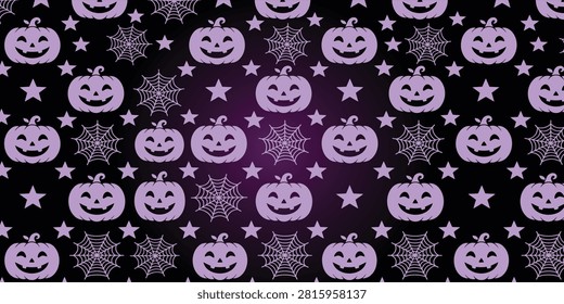 Seamless halloween pattern with carved pumpkin and star design, jackolantern