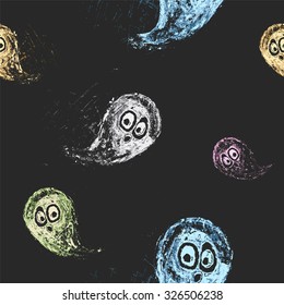 Seamless Halloween pattern - chalk ghost