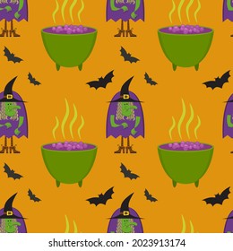 Seamless Halloween pattern. Collection vector elements.