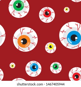 Seamless halloween pattern with creepy eyeballs