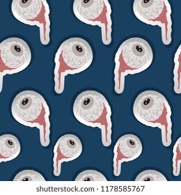 Seamless halloween pattern with creepy funny eye background. Vector illustration for baby and kids.