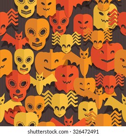 seamless Halloween pattern with cut out paper decorations