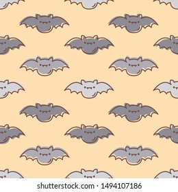 Seamless halloween pattern with cute bats for greeting card, gift box, fabric, web design.