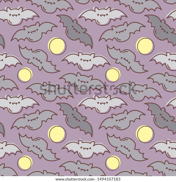 Seamless halloween\
pattern with cute bats on purple background for greeting card, gift\
box, fabric, web\
design.