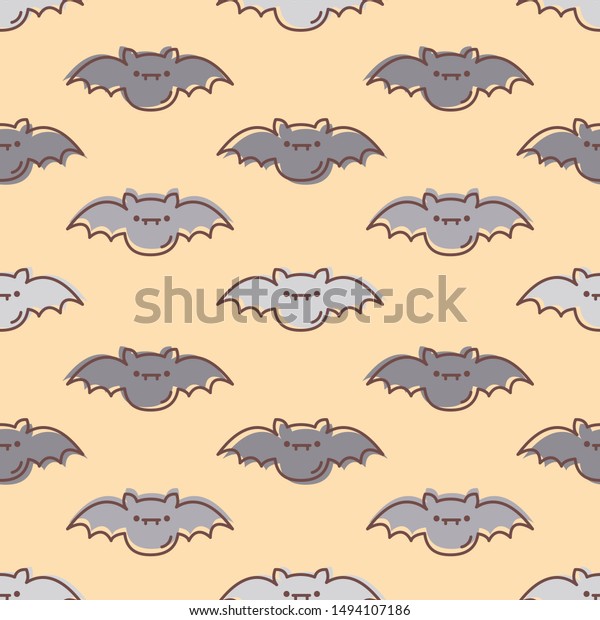Seamless halloween pattern with cute\
bats for greeting card, gift box, fabric, web\
design.