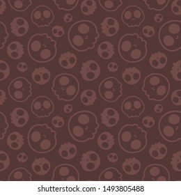 Seamless halloween pattern with cute skulls for greeting card, gift box, fabric, web design.