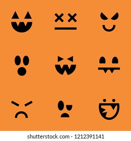 Seamless halloween pattern to decorate backgrounds, invitations, gift wrap, etc. Black spooky faces on orange halloween background. Colors can be modified in few clicks. 