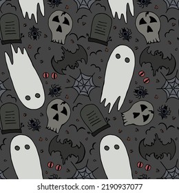Seamless halloween pattern. Doodle halloween background