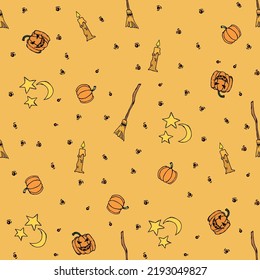 Patrón de halloween sin foco. Fondo de Halloween Doodle