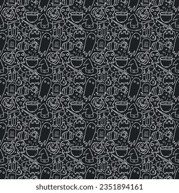 Patrón de Halloween sin foco. Fondo de Doodle Halloween