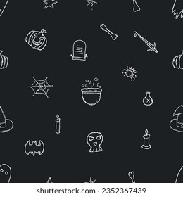 Nahtloses Halloween-Muster. Doodle Halloween-Hintergrund